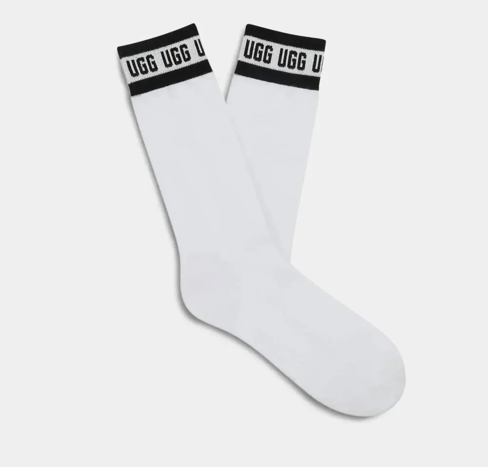 NEW UGG Graphic Crew Socks 1 Pair WOMENS ONE SIZE (5-10) Logo Athleisure